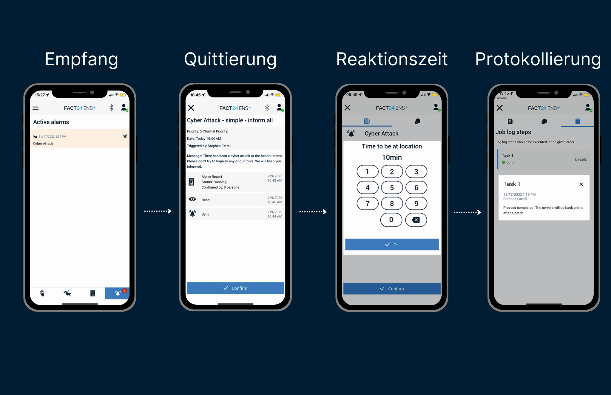Relevante Meldungen schnell empfangen Screenshot von FACT24 ENS+ App.